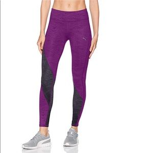 Puma Dark Plum leggings with mesh accents